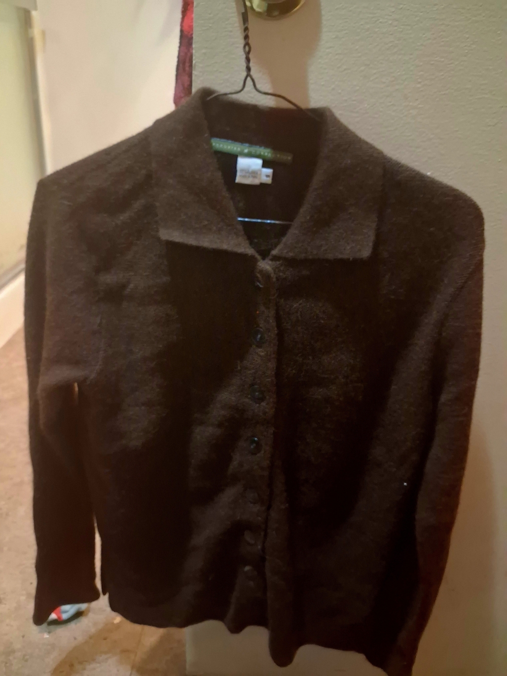 Peruvian Connection Dark Brown Button-Front Wool Jacket